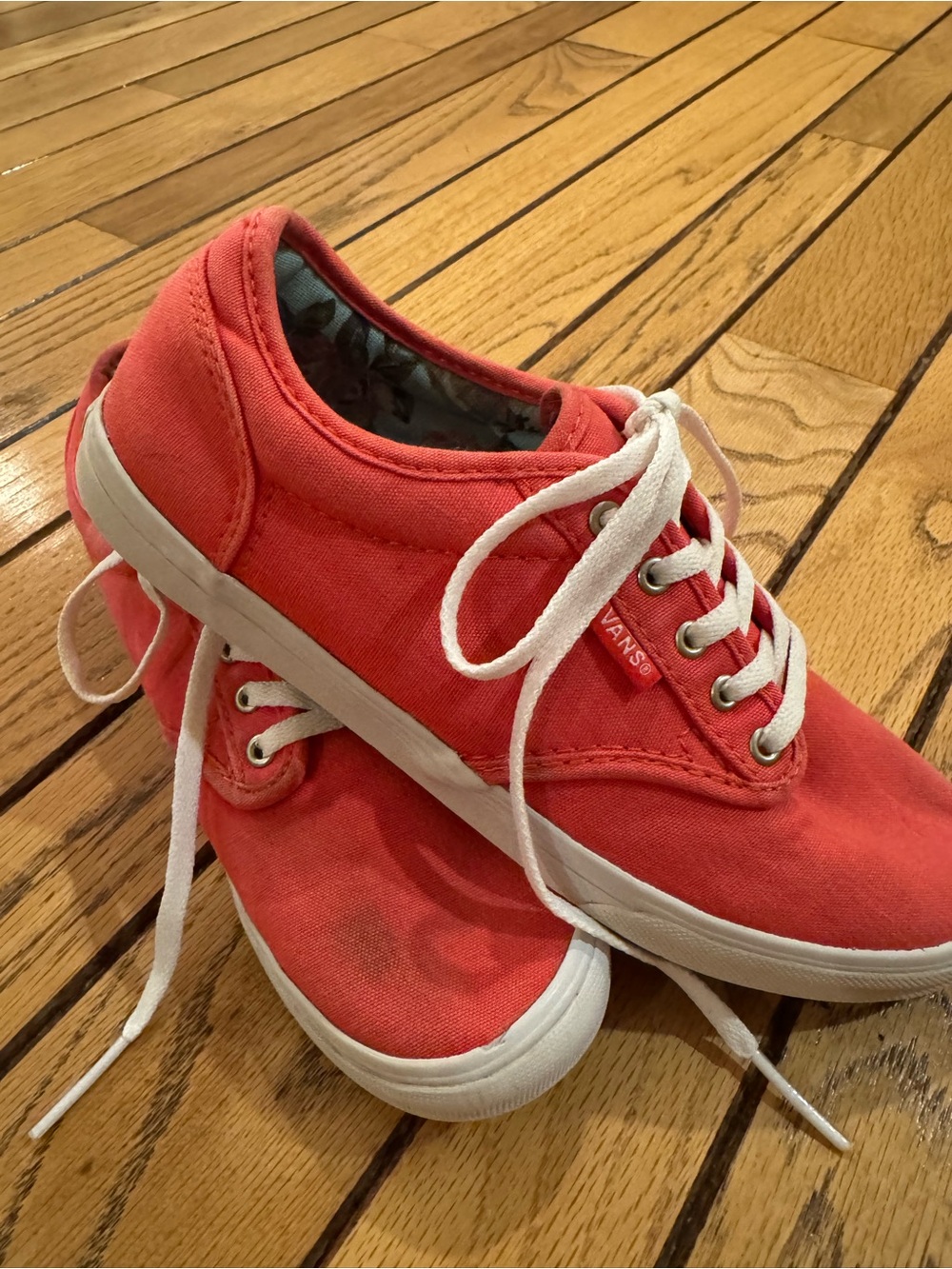 Vans Coral Red Canvas Sneakers with White Laces - Picture 6 of 10